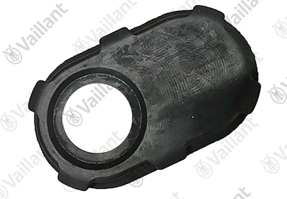 Gummiteil von Vaillant zur Kabeldurchführung, schwarz, oval mit mittigem Loch, zur Abdichtung von Kabeln in Heizungsanlagen.